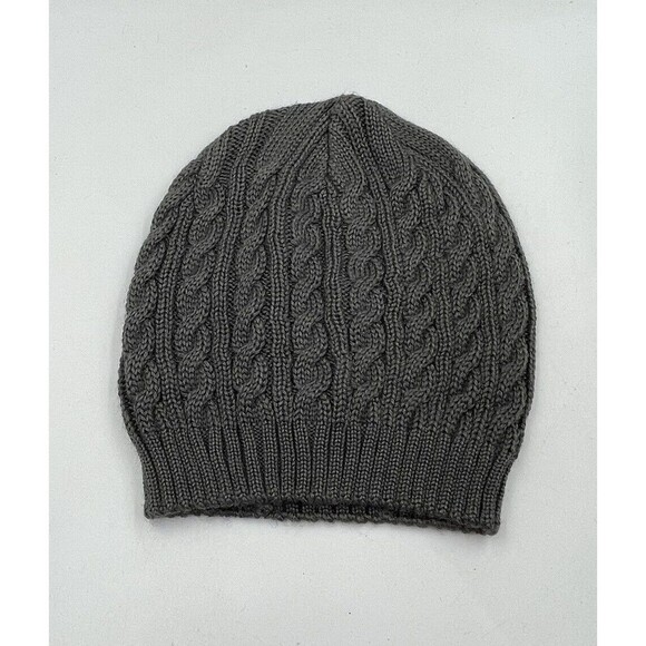 Cable Knit Beanie Womens Gray One Size Wool Acrylic - Picture 9 of 9